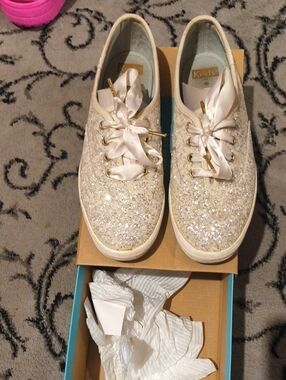 Keds Glitter Lace-Up Sneakers in Champagne Sparkle